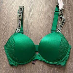 NWT Victoria's Secret Shine Strap Push-Up Bra in Verdant Green Size 30D